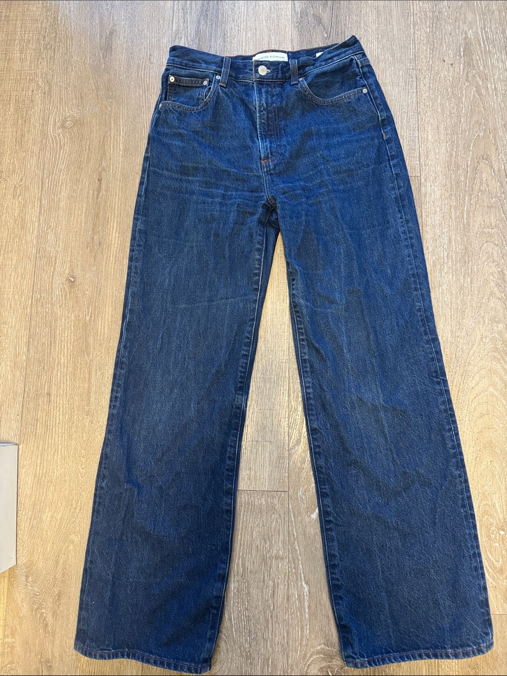 Denim Forum Dark Indigo High-Rise Wide Leg Jeans